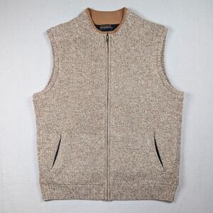Pendleton Sweater Vest Mens Large Brown Washable Shetland Wool Full Zip Lined